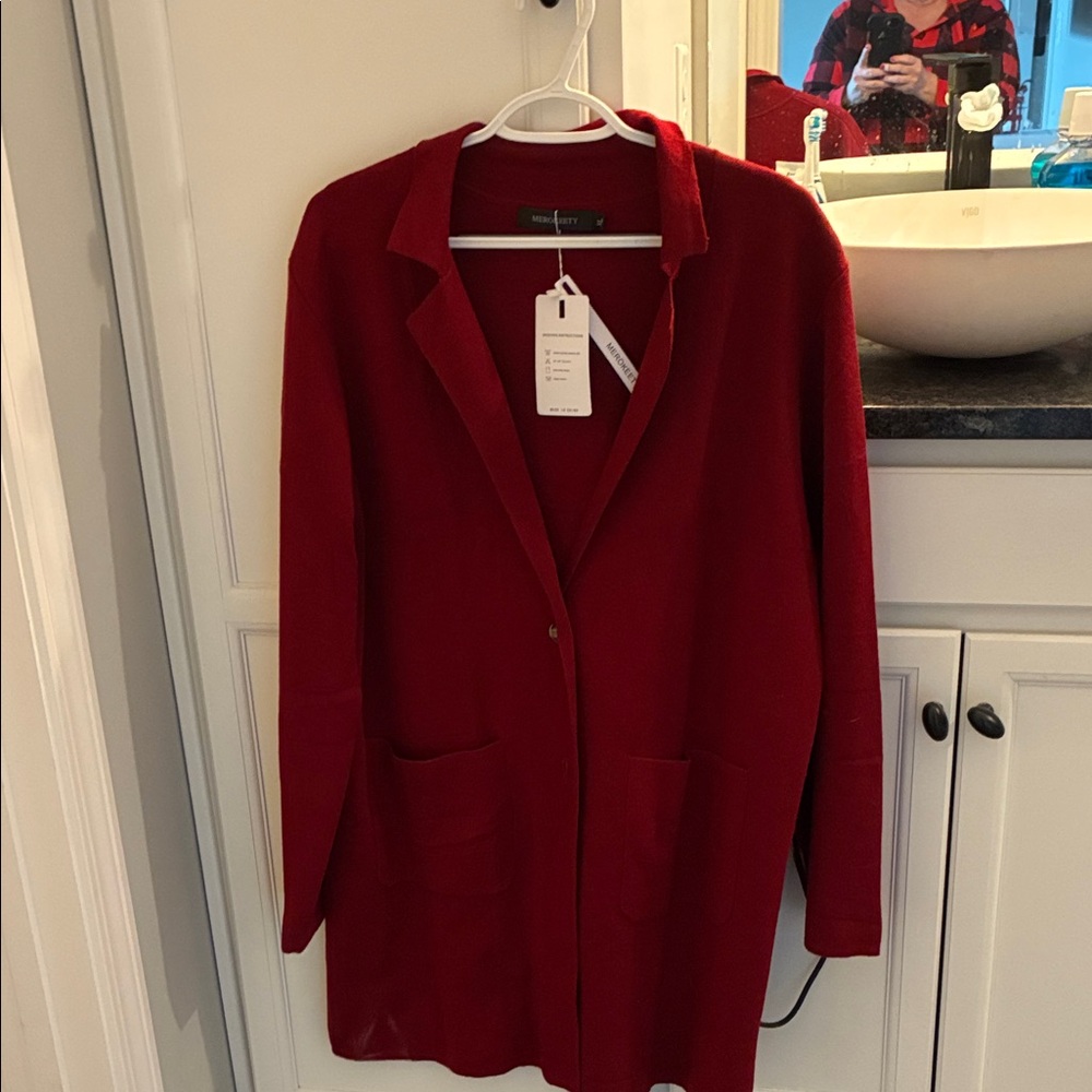 Red Women's Cardigan Sweater